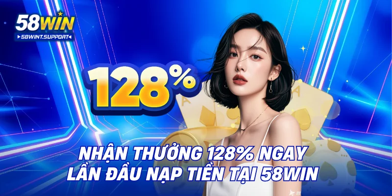 Nhận thưởng 128% ngay lần đầu nạp tiền tại 58WIN
